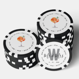 Monogram Mr. Mrs. Spritz Drink Voucher Trouwen Poker Chips