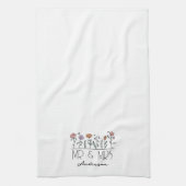 Monogram Mr. & Mrs Wildflower Passen getrouwd Theedoek (Verticaal)