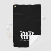Monogram MR Typografie, zwart-wit Golfhanddoek (Insitu)