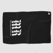 Monogram MR Typografie, zwart-wit Golfhanddoek (Horizontaal)