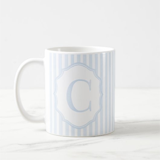 Monogram Mug Letter C, Blue Striped Koffiemok (Links)