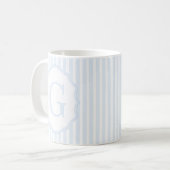 Monogram Mug Letter G, Blue Striped Koffiemok (Voorkant links)