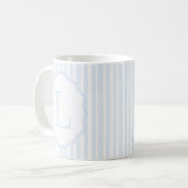 Monogram Mug Letter L, Blue Striped Koffiemok (Voorkant links)