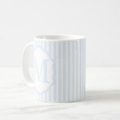 Monogram Mug Letter M, Blue Striped Koffiemok (Voorkant links)
