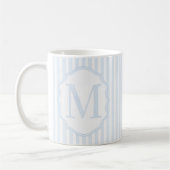Monogram Mug Letter M, Blue Striped Koffiemok (Links)