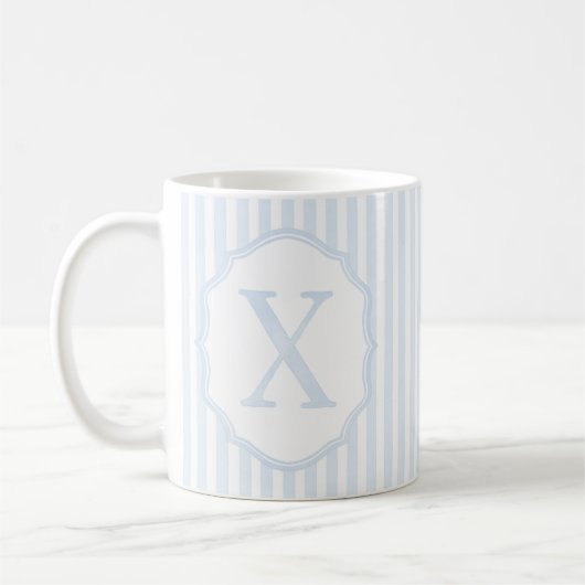 Monogram Mug Letter X, Blue Striped Koffiemok (Links)