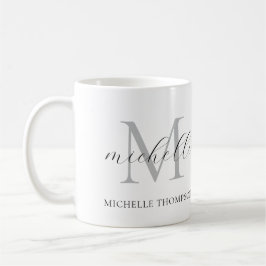 Monogram Mug with Initial and Name, Simple  Koffiemok