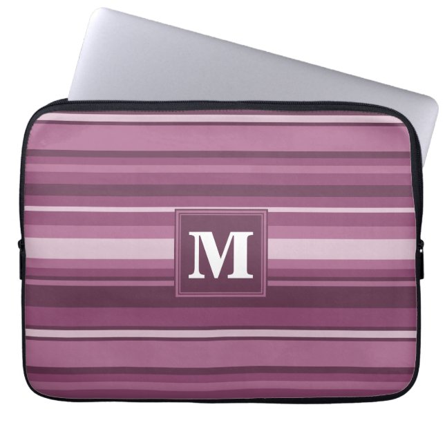 Monogram muggenstrepen laptop sleeve (Voorkant)