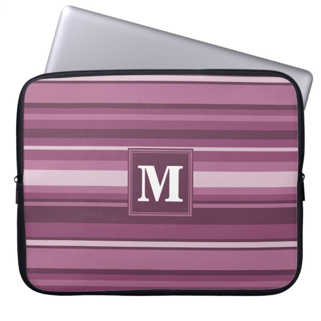 Monogram muggenstrepen laptop sleeve (Voorkant)
