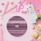 Monogram muggenstrepen papieren bordje (Feest)