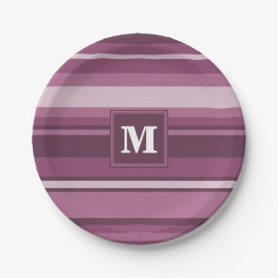 Monogram muggenstrepen papieren bordje