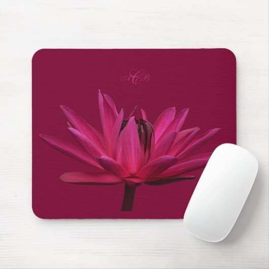 Monogram Muismat van Burgundy Pink Water Lily (Met muis)
