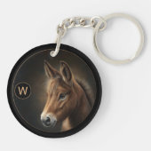 Monogram Mule Equine Portrait Sjabloon Sleutelhanger (Achterkant)