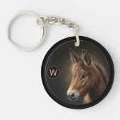 Monogram Mule Equine Portrait Sjabloon Sleutelhanger (Voorkant)