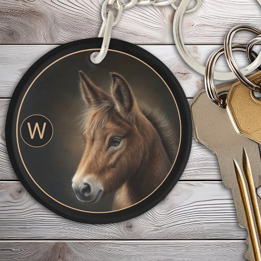 Monogram Mule Equine Portrait Sjabloon Sleutelhanger