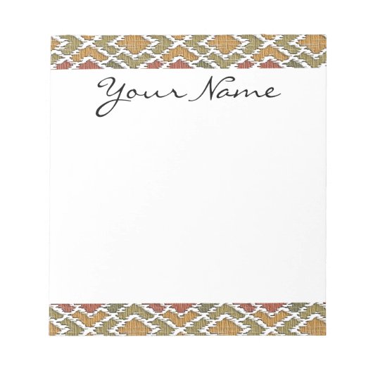 Monogram Multi Color Tribal Ikat Diamond Patroon Notitieblok (Voorkant)