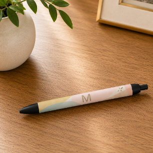 Monogram Multi Kleur Modern Abstract Zwarte Inkt Pen
