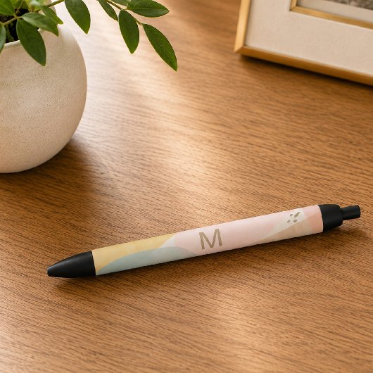 Monogram Multi Kleur Modern Abstract Zwarte Inkt Pen