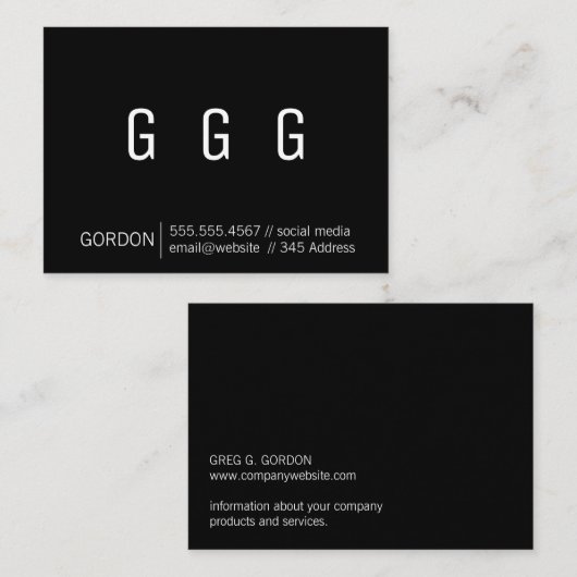 Monogram / Multiples (zwart) Visitekaartje (Voorkant / Achterkant)