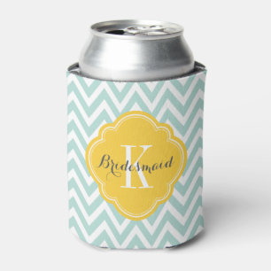 Monogram munt en geel chevron blikjeskoeler
