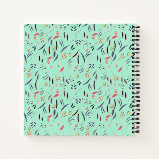 Monogram | Munt Green | Floral | GRATITUDE JOURNAL Notitieboek (Achterkant)
