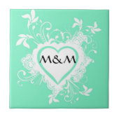 Monogram munt groen en hart tegeltje (Voorkant)