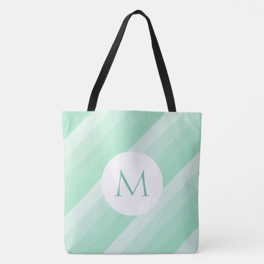 Monogram Munt Groene Striped Persoonlijke Sjabloon Tote Bag (Voorkant)