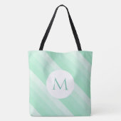 Monogram Munt Groene Striped Persoonlijke Sjabloon Tote Bag (Achterkant)