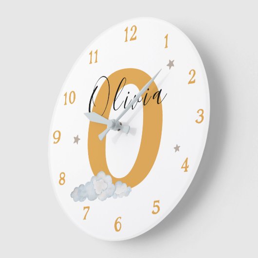 Monogram Mustard Baby Initial Name Nursery Wall Grote Klok (Hoek)