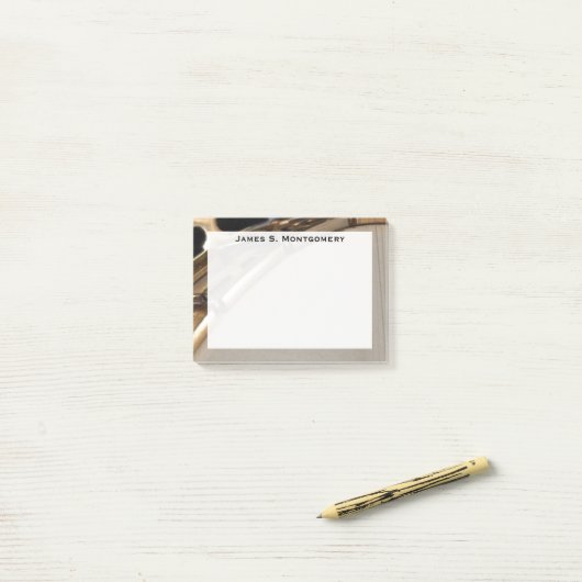 Monogram Muziek Wit en Goud Banjo Post-it® Notes (Op bureau)