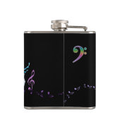 Monogram Muzieknoten in een elektrische gitaarkolf Heupfles (Achterkant)