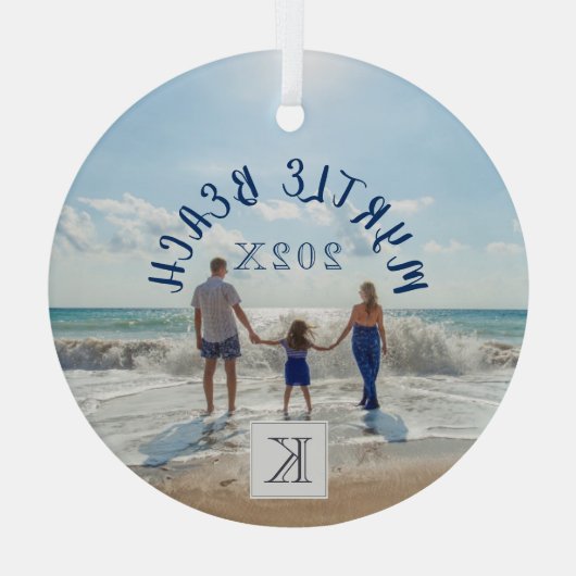 Monogram Myrtle Beach Change in Any Beach Souvenir Glas Ornament (Achterkant)