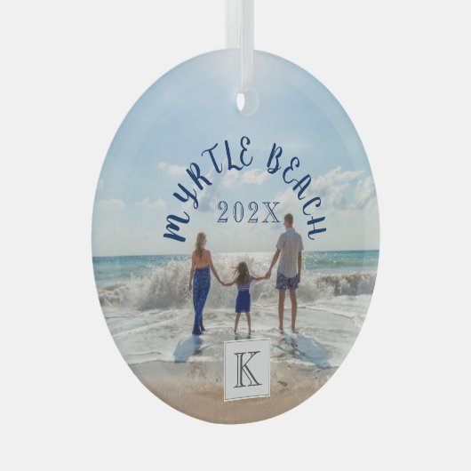 Monogram Myrtle Beach Change in Any Beach Souvenir Glas Ornament (Voorkant Rechts)