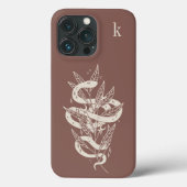 Monogram Mystical Botanical Snake Illustration Case-Mate iPhone Case (Achterkant)
