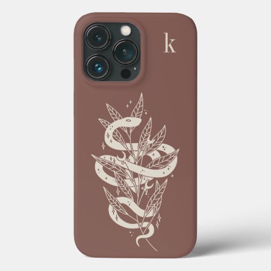 Monogram Mystical Botanical Snake Illustration Case-Mate iPhone Case (Achterkant)