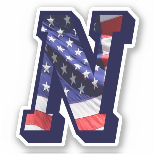 Monogram N American Flag Letter N Initiaal USA Sticker (Voorkant)