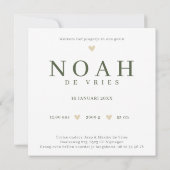 Monogram N Beer Bosdier Waterverf Geboortekaartje Kaart (Achterkant)