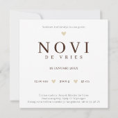 Monogram N Beer Neutraal Woodland Geboortekaartje Kaart (Achterkant)