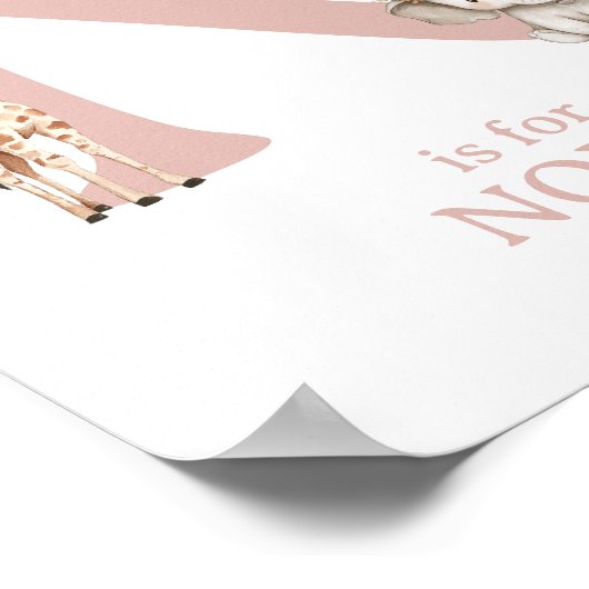 Monogram N Boho Oerwoud Safari Dierenkwekerij Muur Poster (Hoek)