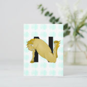 Monogram N Cartoon paard gepersonaliseerd Briefkaart (Staand voorkant)