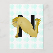 Monogram N Cartoon paard gepersonaliseerd Briefkaart (Voorkant)