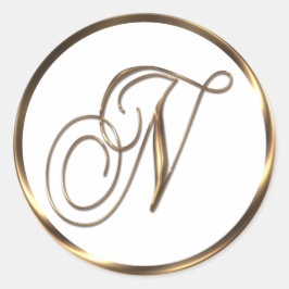 Monogram N Faux Bronze Ronde Sticker