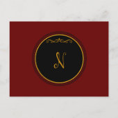 Monogram 'N' goud op zwart Briefkaart (Voorkant)