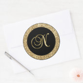 Monogram N gouden schrift Ronde Sticker (Envelop)