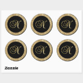 Monogram N gouden schrift Ronde Sticker (Vel)