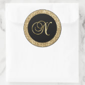 Monogram N gouden schrift Ronde Sticker (Tas)