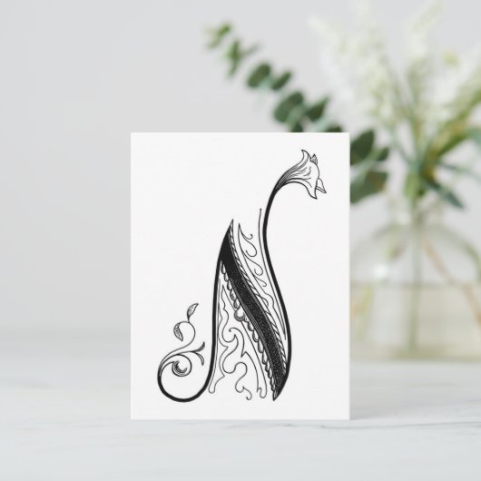  monogram N in zwart-wit Briefkaart (Staand voorkant)