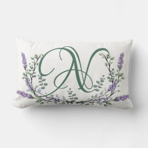 Monogram N Lavender Eucalyptus Kussen