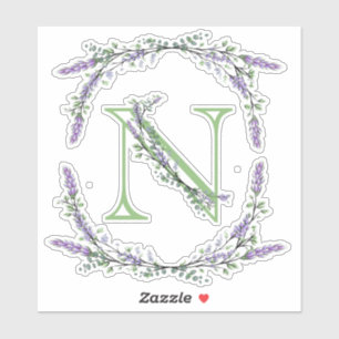 Monogram N Lavender Eucalyptus Sticker