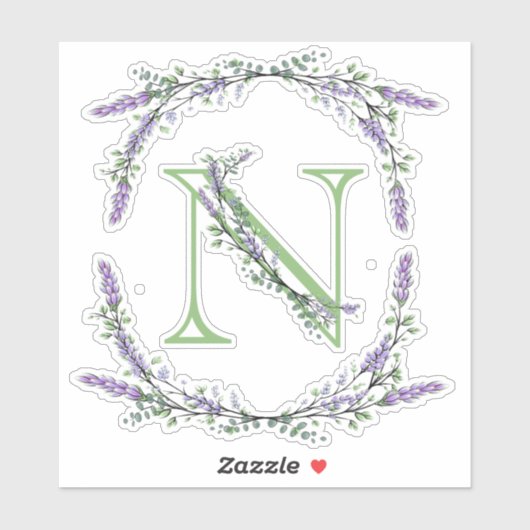 Monogram N Lavender Eucalyptus Sticker (Vel)